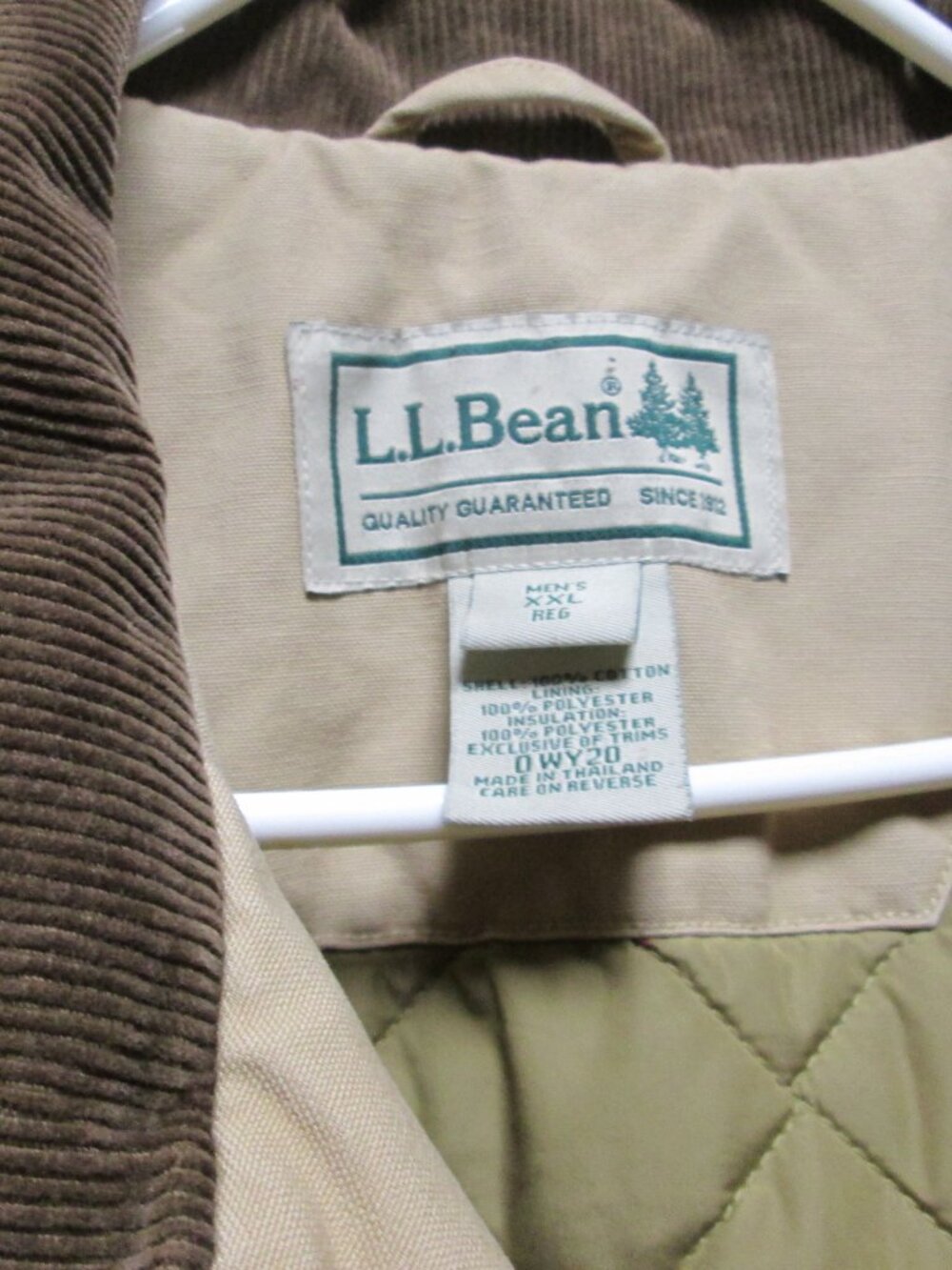 mens vtg LL Bean 2 xl quilted lined chore coat barn coat khaki Tan - Picture 4 of 7